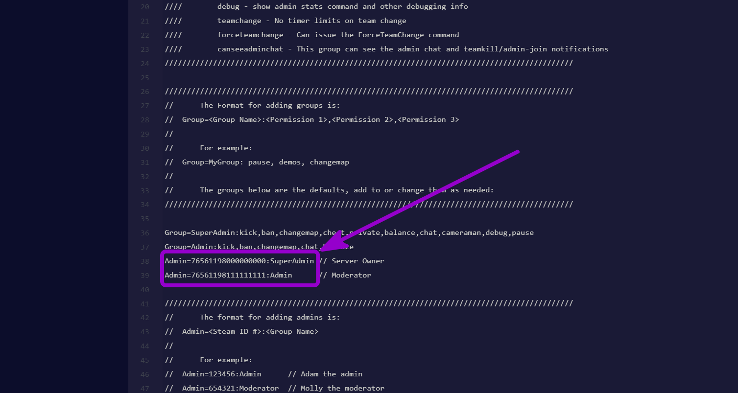 Add Admins Steam ID