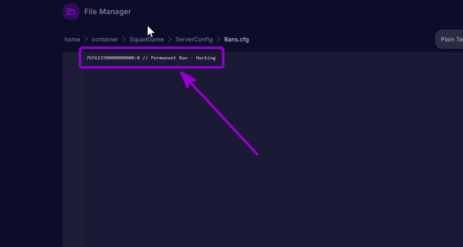 Add User Steam ID to ban 