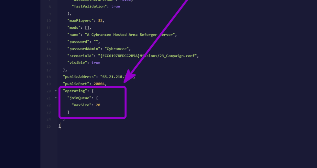 'Join Queue' values outlined with arrow