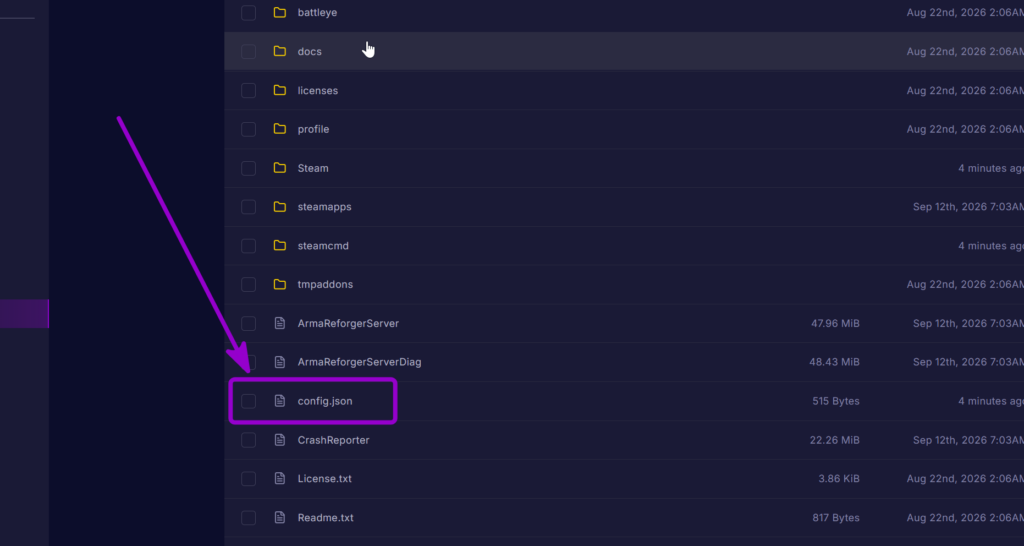 'config.json' outlined with arrow
