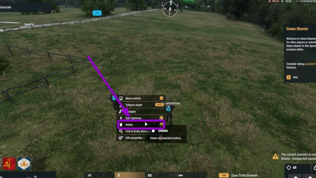Select Delete to Kick the player from the server