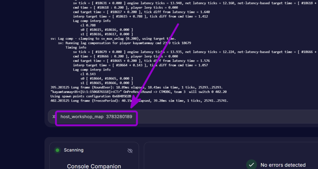 execute host_workshop_map [ID] command