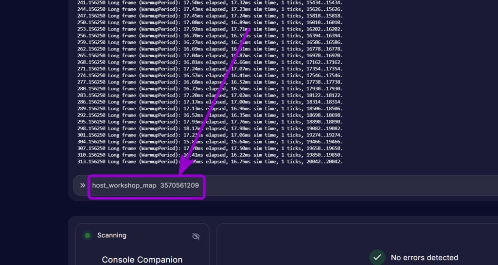 execute host_workshop_map [ID] command