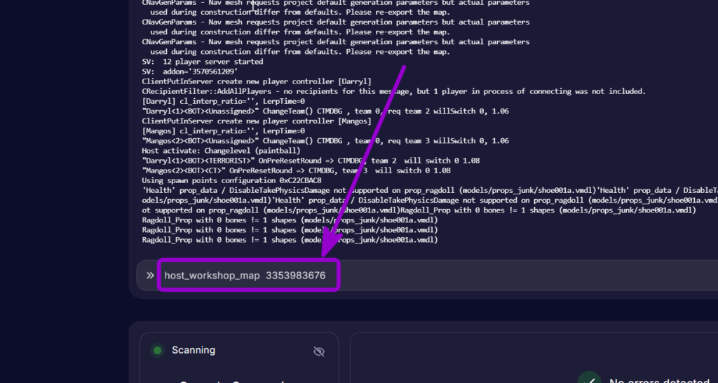 Execute host_workshop_map [ID] command