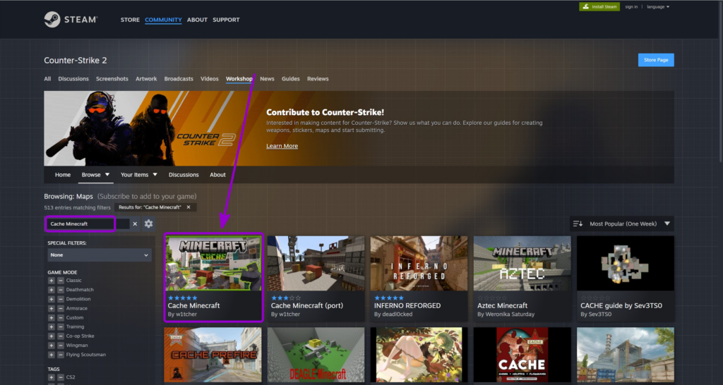 Search Cache Minecraft