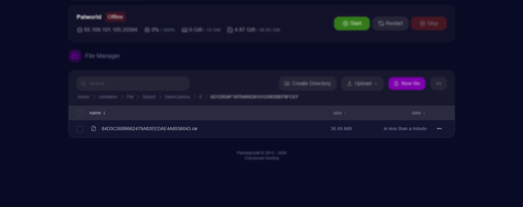Palworld - Compressed file of the local world uploaded to the server