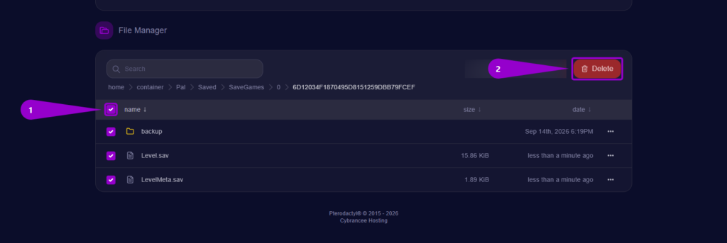 Palworld - Steps to delete the server world's files
