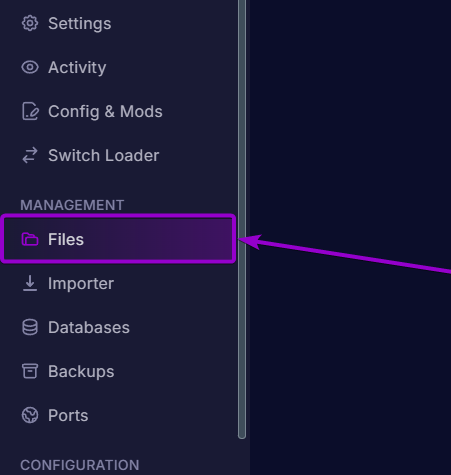 Project Zomboid - 'Files' tab outlined with arrow (rm)