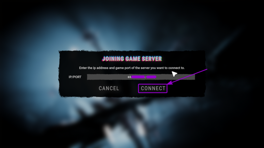SOTF direct open server ip port included highlighted with arrow