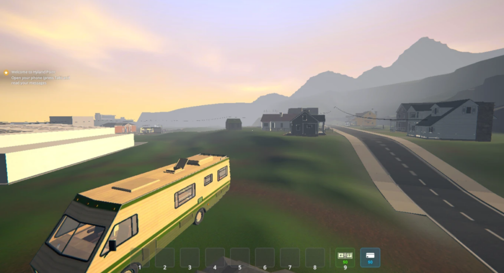 In-game view showing optimized rendering, lighting, and draw distance with the Schedule I FPS Boost mod