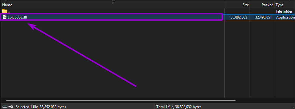 Viewing the extracted EpicLoot.dll assembly inside the WinRAR archive