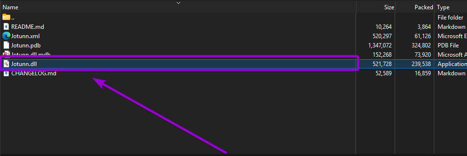 Viewing Jotunn.dll inside the Jotunn mod archive in WinRAR