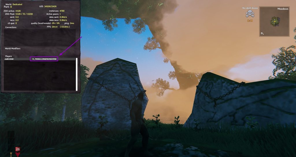 Accessing the game and press F2 to open player info in world/server to copy the player's ID.