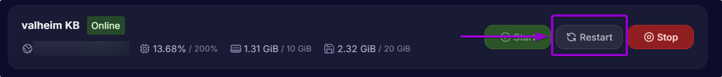 Restart the server by clicking the restart button on Cybrancee Game Panel.