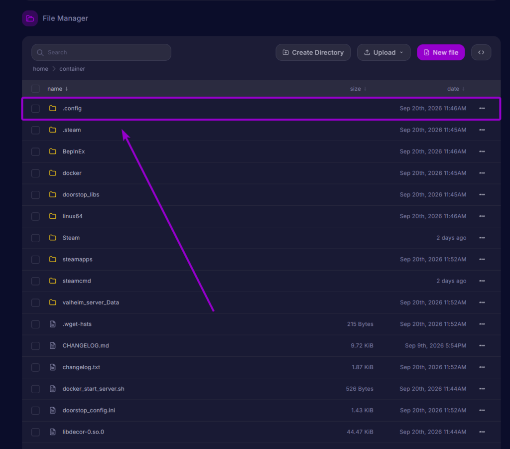 Selecting the .config folder