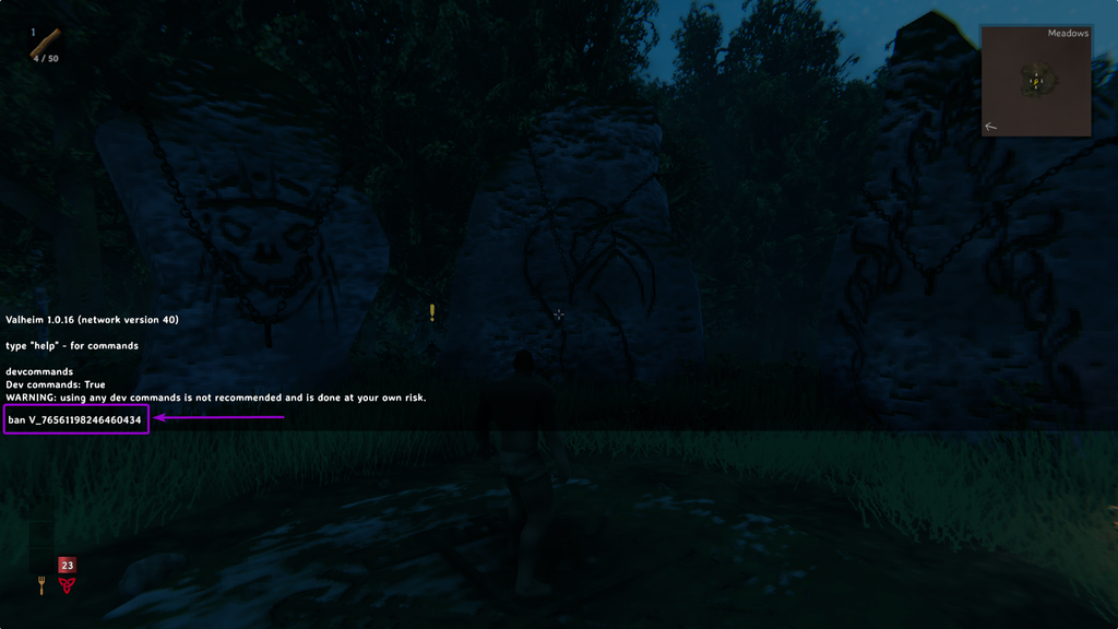 Type 'ban (player id)' on the Console Tab at the Valheim Game