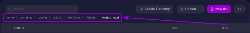 Valheim - 'worlds_local' folder path outlined with arrow