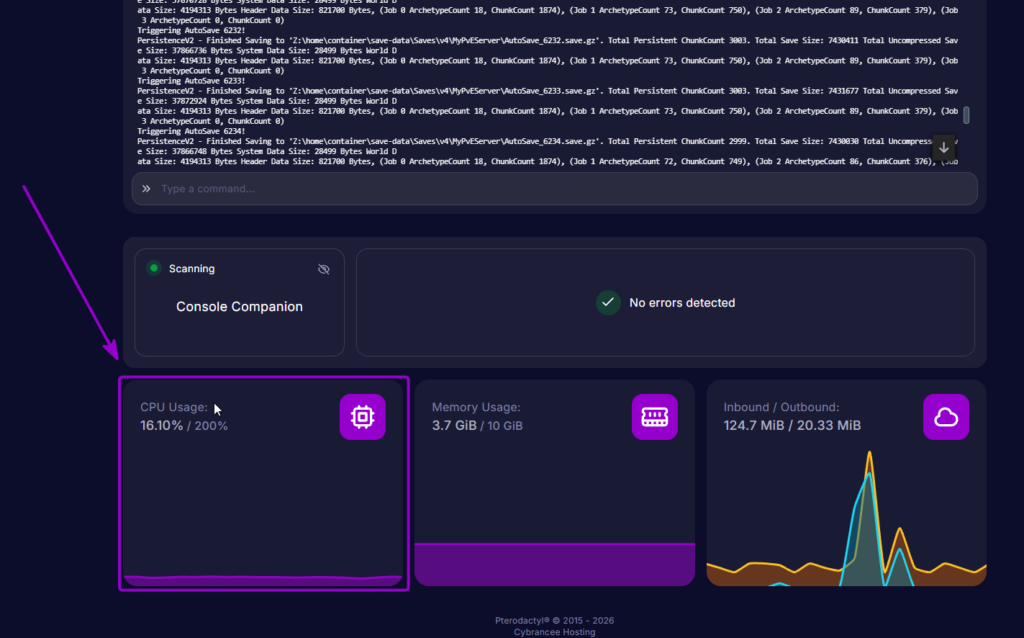 Vrising CPU Usage in Console Tab