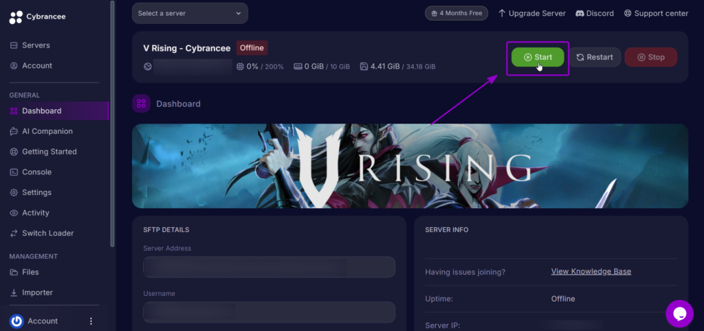 Vrising Starting Server