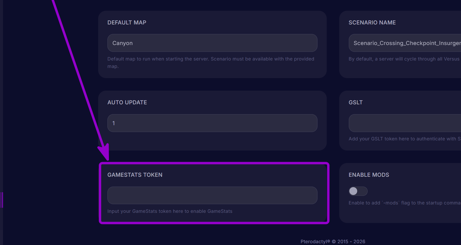 Gamestat Token outlined with arrow