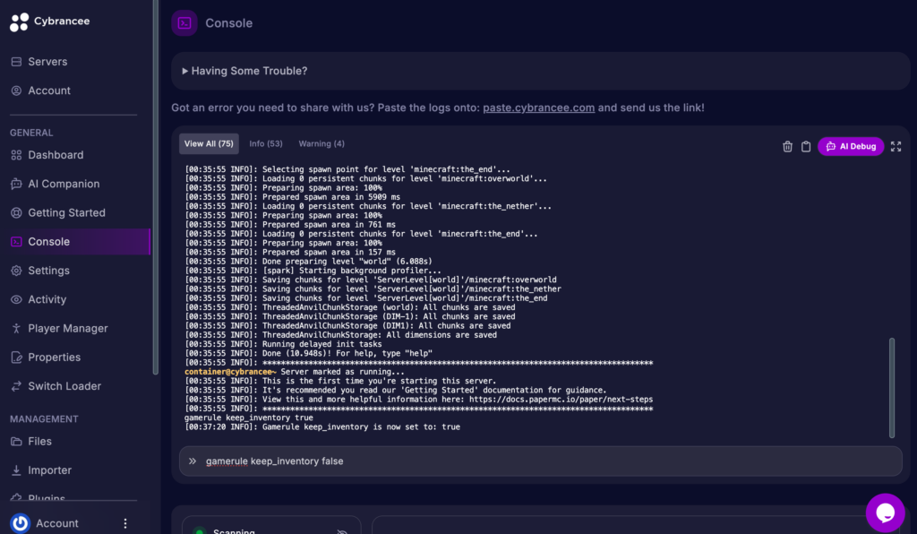 Minecraft Java Edition chat showing the keep inventory gamerule