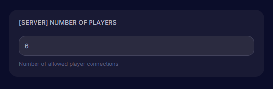 Entering the desired maximum player limit into the Number of Players field