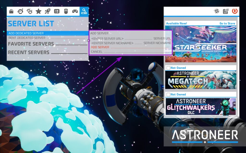 Enter Server details