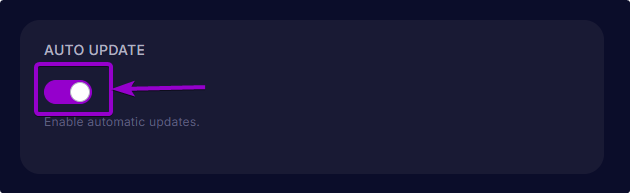 Turn on the Auto Update in the Auto Update Section
